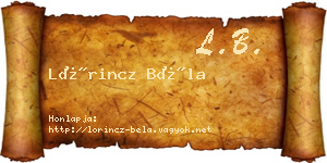 Lőrincz Béla névjegykártya