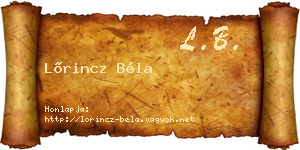 Lőrincz Béla névjegykártya